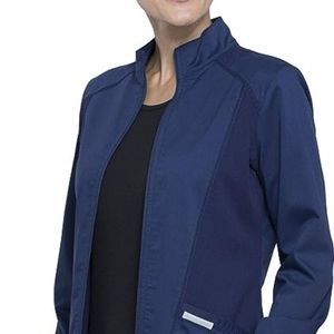 Cherokee women's work wear xl zippered scrub jacket navy